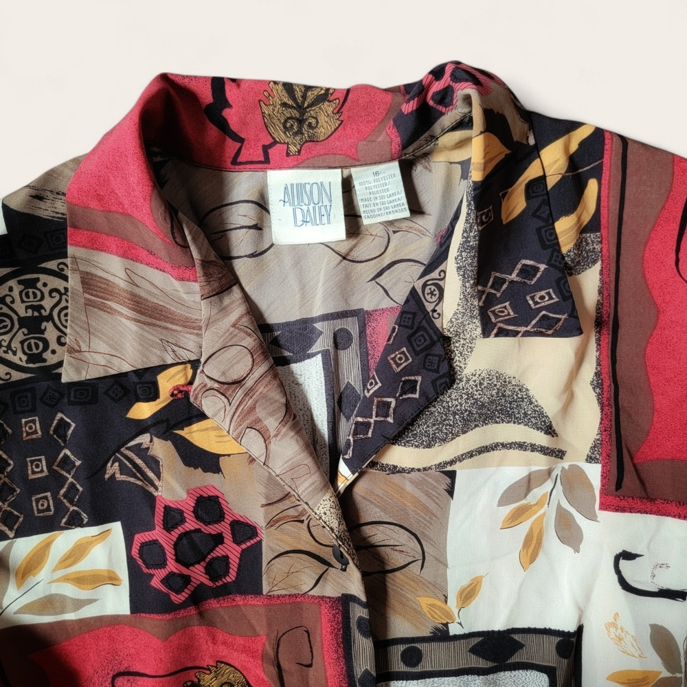 Allison Daley Multi-Color Patchwork Button-Up Shi… - image 5